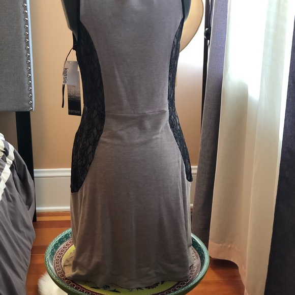NWT Kenzie tan & black lace stretch knit dress S - Picture 3 of 4